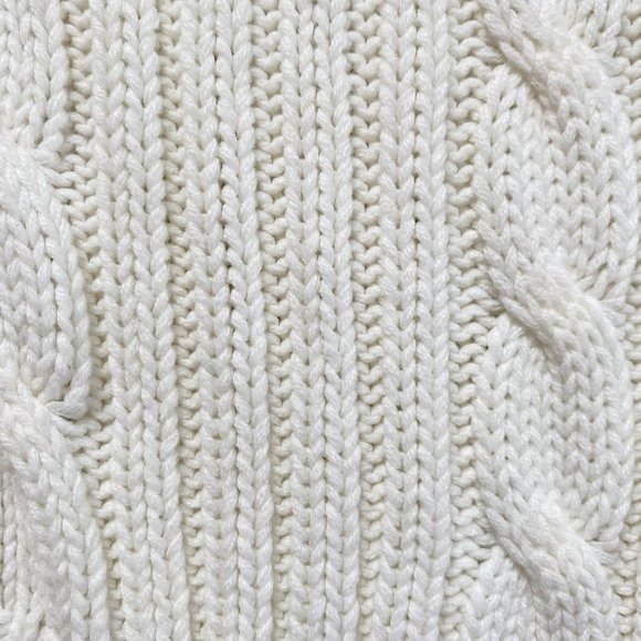 Vintage Women Cardigan Sweater Size Large Ivory Cableknit Varsity Boho 90s - Picture 8 of 13